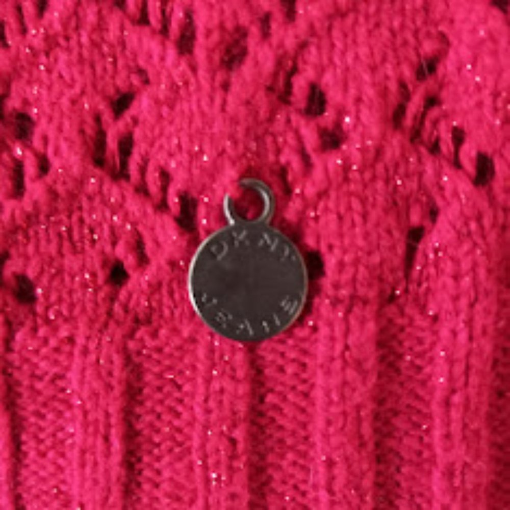 DKNY Jeans cranberry lacy tunic pullover sweater cotton blend size L - Picture 3 of 7